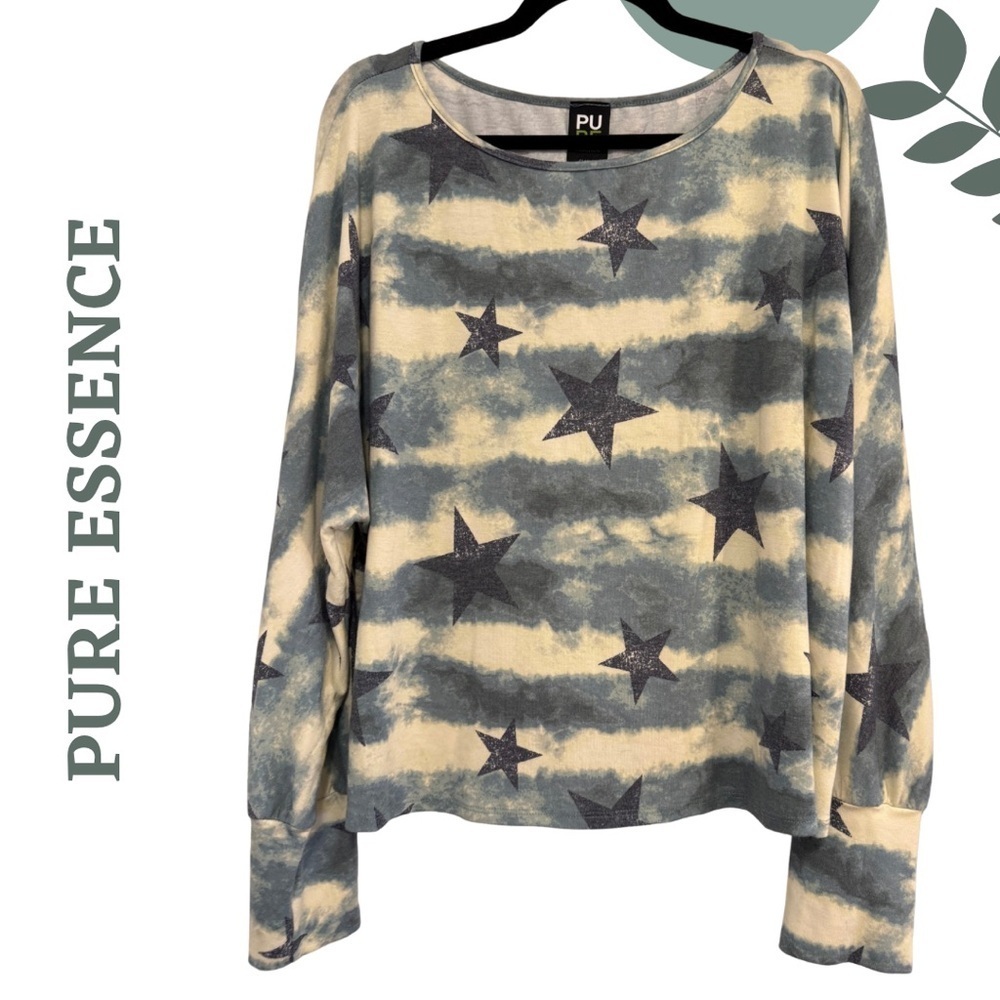 Pure Essence Star Print Long Sleeve Top – Made in Canada – XXL